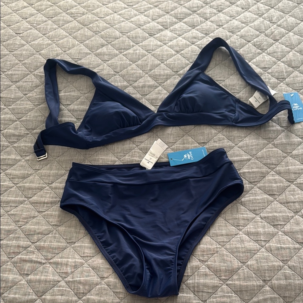Cupshe Blue Bikini Set Triangle Top Classic Brief NWT